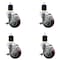 Service Caster 3.5'' Maroon Poly Swivel 1-7/8'' Expanding Stem Caster Set with Brake, 4PK SCC-EX20S3514-PPUB-MRN-TLB-178-4 - alternate 1